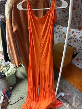 Free People Bright Orange Fluid Wide-Leg Jumpsuit NWOT